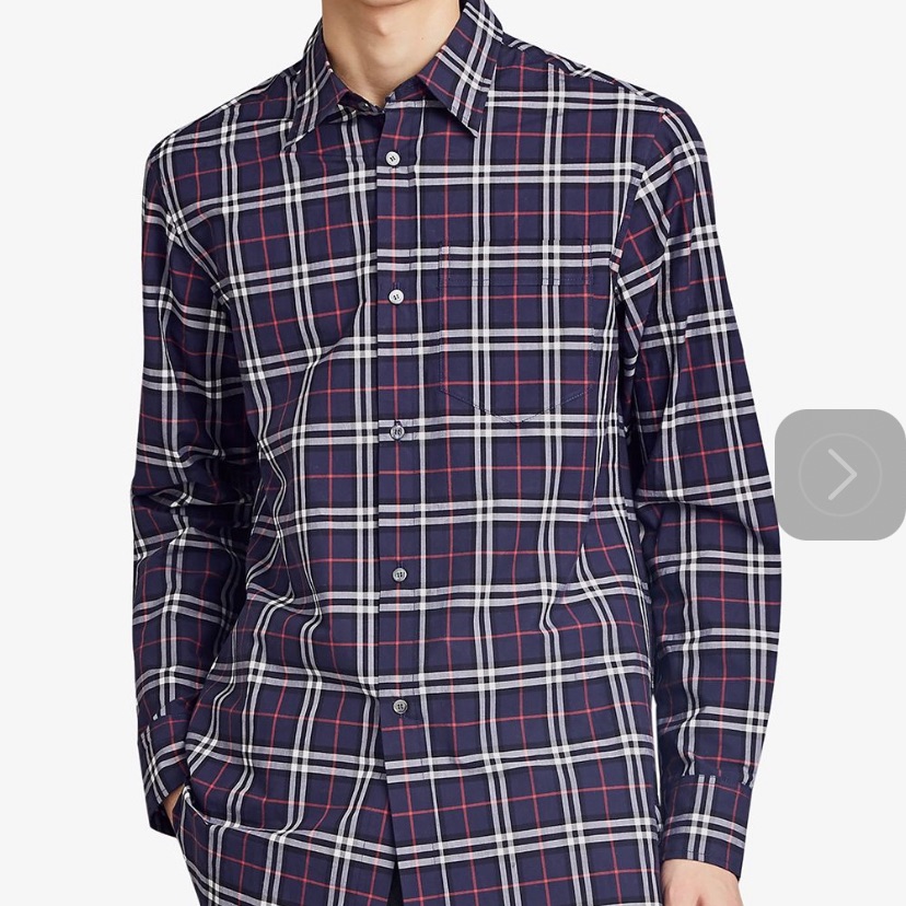 Burberry Alexandra Men Check Shirt Xxl Navy Color